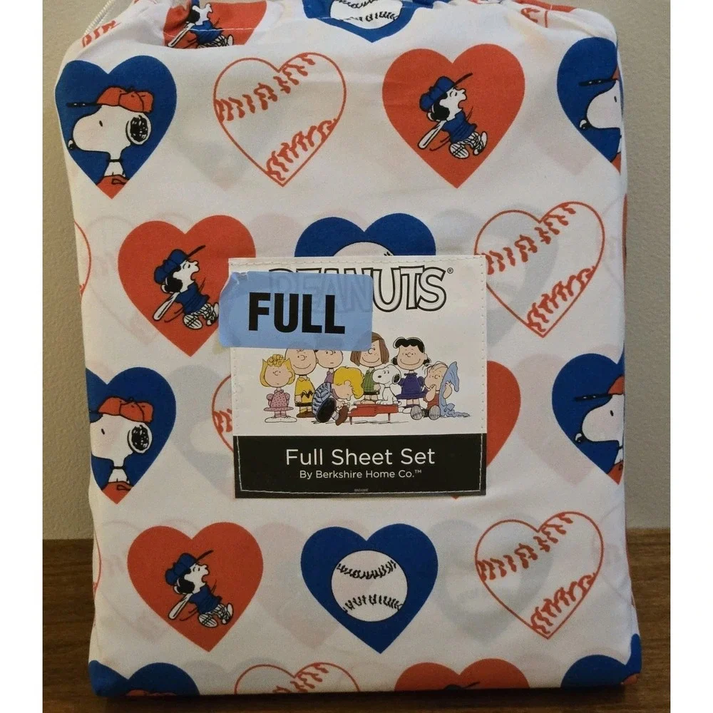 Peanuts Snoopy Baseball Hearts Full Sheet Set By Berkshire USA July 4th Summer